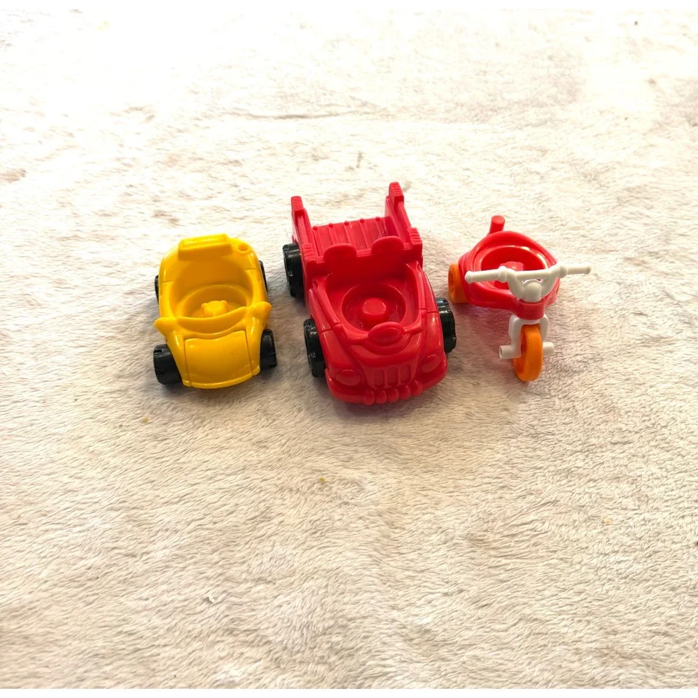 Fisher Price Little People Vehicle Lot Red Truck Yellow Car Tricycle Mattel